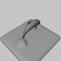 Silver Metallic Dolphin Sculpture in Leaping Pose With Transparent Base and Gradient Background 3d model
