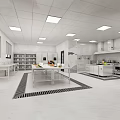 Modern Commercial Kitchen Interior With Stainless Steel Appliances White Cabinets And Ceiling Lights