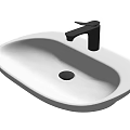 Modern White Countertop Washbasin with Sleek Black Faucet in Minimalist Bathroom Interior