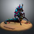 Mythical Scorpion Creature With Vibrant Armored Exoskeleton Desert Base And Glowing Elements 3d model