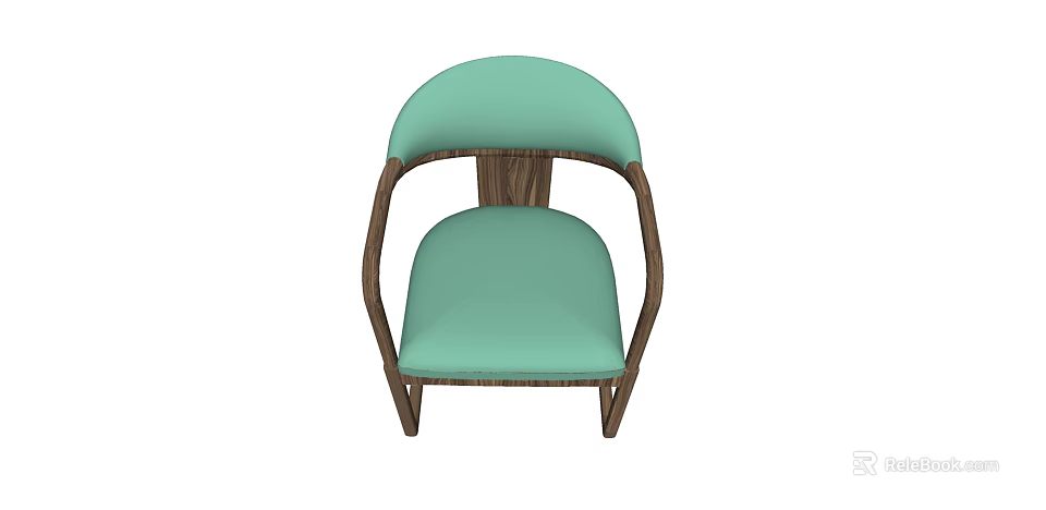 Modern Light Green Leisure Chair With Cushion Backrest And Brown Wooden Frame 3d model 