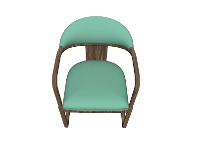 Modern Light Green Leisure Chair With Cushion Backrest And Brown Wooden Frame 3d model