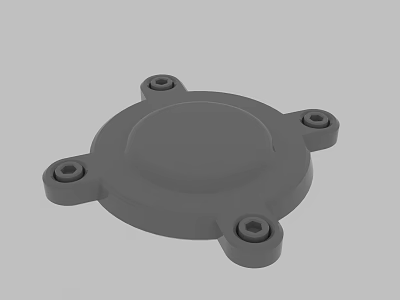 Gray Circular Mechanical Flange Component With Four Mounting Holes 3d model