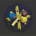 Space Themed Decorative Ornament Set With Transparent Globe Yellow Curved Base And Inner Planets Asteroid