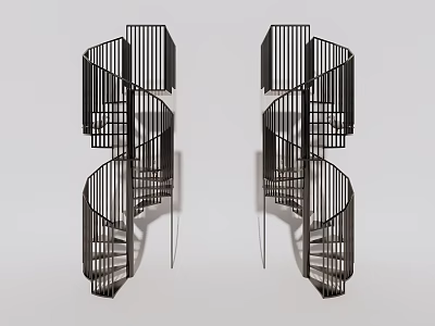 Modern revolving staircase wrought iron stair construction stair round stair handrail 3d model
