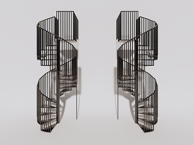 Modern revolving staircase wrought iron stair construction stair round stair handrail 3d model