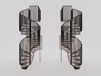 Modern revolving staircase wrought iron stair construction stair round stair handrail 3d model