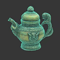 Classical Brass Teapot With Intricate Carved Patterns Decorative Handle And Lid Finial