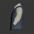 Stylish Blue Vest Paired With White Long Sleeve Shirt For Casual Outfit