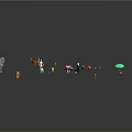 Various Colorful Animal Figures Standing On Dark Background With Reflections