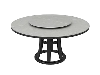 Modern Round Gray Dining Table With Black Crossed Base And Smooth Surface 3d model