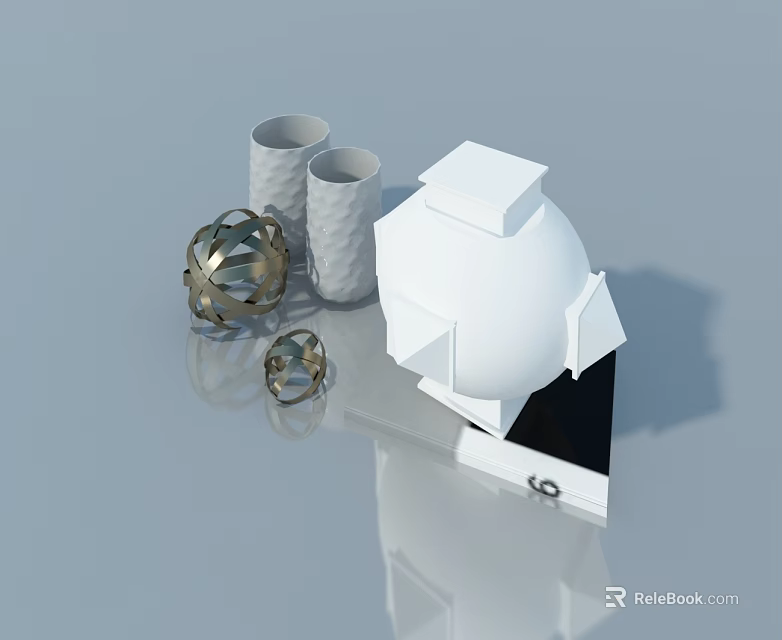 Modern Interior With Stylish Swing Door White Geometric And Metallic Decor 3d model 