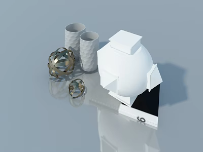 Modern Interior With Stylish Swing Door White Geometric And Metallic Decor 3d model