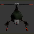 Green Toy Helicopter Model With Red Transparent Rotors And Mechanical Details