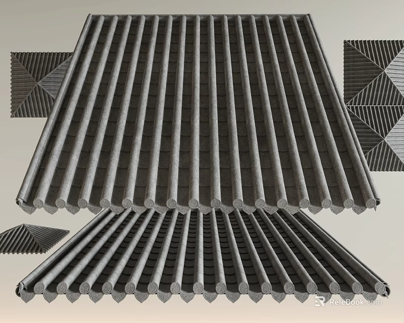 Architectural Components Roof Tiles With Traditional Design And Overlapping Geometric Patterns 3d model