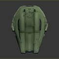 Futuristic Green Tactical Helmet With Orange Visor And Weathered Armored Surface
