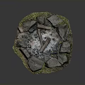Rustic Stone Fire Pit Design With Logs Ash And Mossy Stones 3d model
