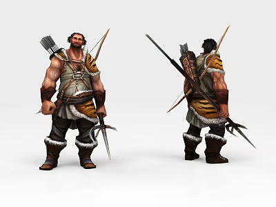 Modern game character hunter game character 3d model