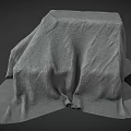 Textured Gray Fabric Covering Object With Wrinkles On Dark Background 3d model
