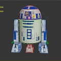 R2 D2 Robot Figure White And Blue Classic Design With Detailed Mechanical Parts
