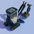 Modern White And Dark Green Mini Excavator With Crawler Tracks Mechanical Arm And Shovel Bucket