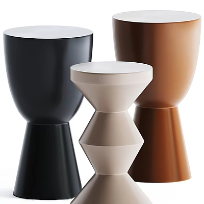 Modern Decorative Side Tables With Geometric Shapes And Neutral Colors 3d model