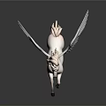 White Unicorn Statue With Wings In Standing Pose On Dark Background 3d model