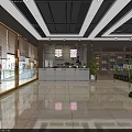 Bright Modern Specialty Store Interior With Shelves Products Front Counter And Green Plants