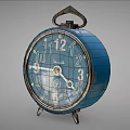 Vintage Blue El Nasr Alarm Clock With Round Dial And Classic Metal Case Design
