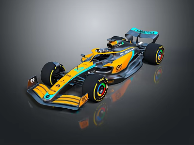 McLaren Formula 1 Race Car With Yellow Blue Livery And Aerodynamic Design 3d model
