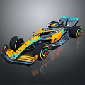 McLaren Formula 1 Race Car With Yellow Blue Livery And Aerodynamic Design