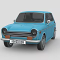 Vintage Blue Compact Car With Classic Retro Design And Smooth Exterior