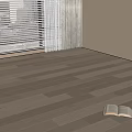 Simple Style Interior With Wooden Floor Open Book And Window Light 3d model