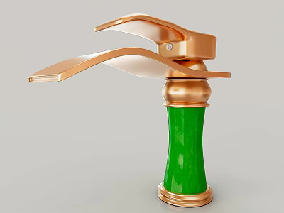 Modern Copper Faucet With Green Cylinder Base And Elegant Decorative Design 3d model
