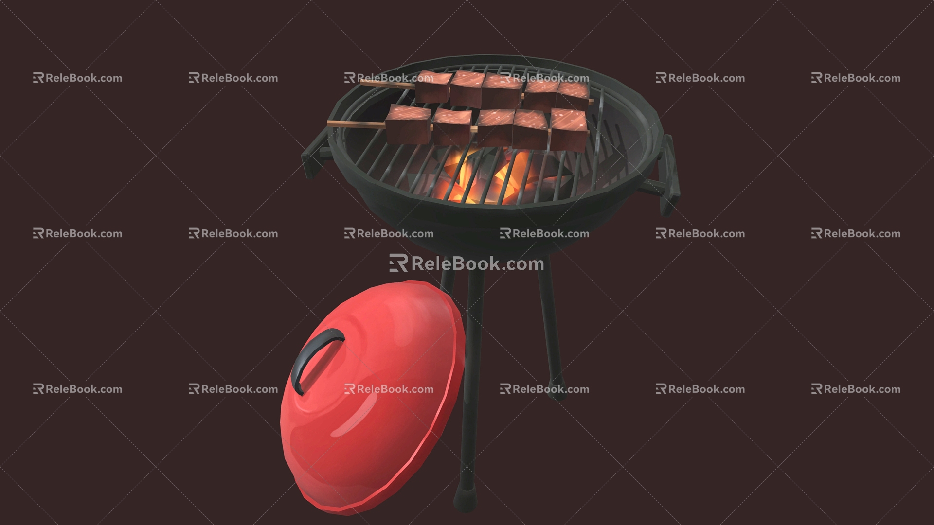 Barbecue Grill Grill Cartoon Barbecue Cartoon Barbecue 3d model