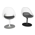 Modern Transparent Acrylic Leisure Chairs With Black White Pedestal Bases And Cushioned Seats