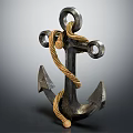 Vintage Metal Anchor Wrapped With Tan Rope And Rustic Design Elements 3d model