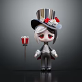 Game and Movie Character With Top Hat Dice Decoration White Hair Red Eyes Black Coat