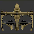 Intricate Symmetrical Mechanical Structure With Golden Frame Blue Decorative Accents And Geometric Top