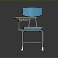 Office Chair With Blue Seat Backrest Gray Writing Desk Metal Frame And Storage Basket