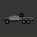 Modern Six Wheeled Military Off Road Vehicle With Open Cargo Bed Roof Rack Spare Tire