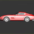 Red Classic Sports Car With Sleek Body Black Roof And Silver Wheels On Reflective Surface