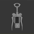 Silver Corkscrew Tool With Spiral Drill And Support Stand Design