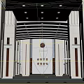 Stately School Main Hall Interior With Tall Columns Emblem And Honor Plaques 3d model