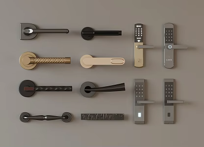 Door handle combination 3d model