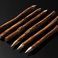 Stone Wood Crafted Wooden Sticks With White Tips Displayed On Dark Background