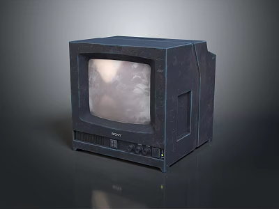 Vintage Sony TV With Retro Design Classic Screen Front Buttons And Dark Plastic Body 3d model