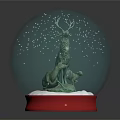 Ornament Decoration Set With Crystal Ball Deer Figurines Red Base And Snowflake Design