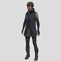 Game Or Movie Character Wearing Dark Blue Vest And Boots