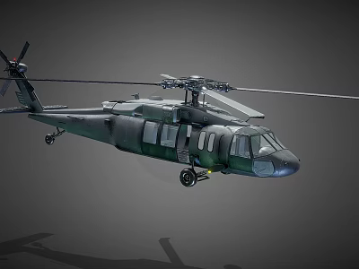 3D Rendered Military Helicopter Hovering With Rotor And Landing Gear 3d model